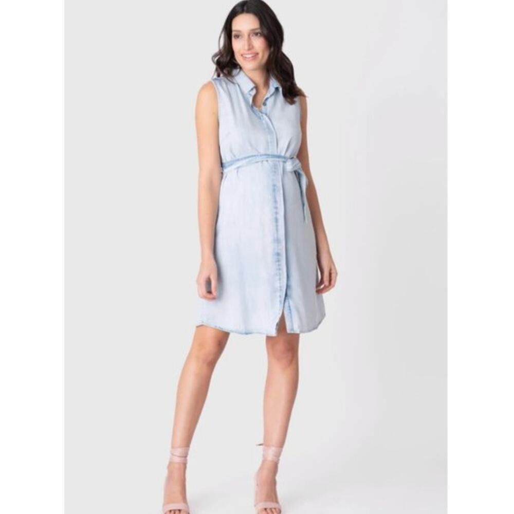 NWT Seraphine Dorothy Sleeveless Chambray Maternity Dress Sz 14